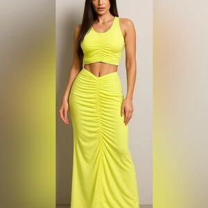 House of Harlow 1960 Lime Green Ruched 2 Piece